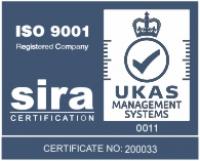 ISO9001 bleu foncé sur fond blanc